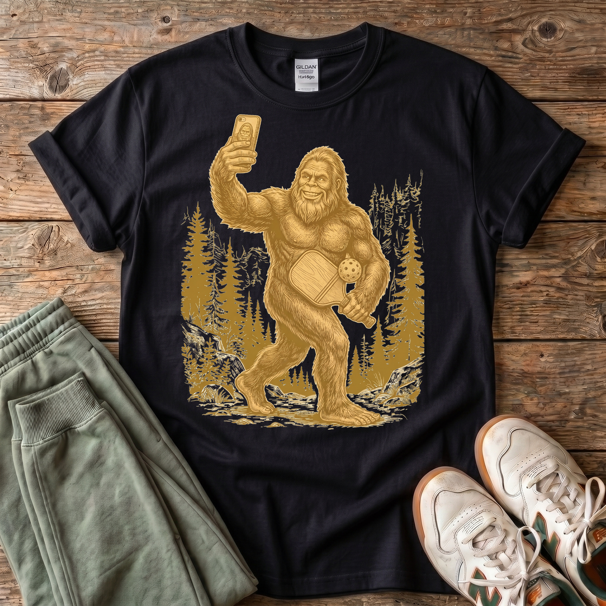 Funny Bigfoot Pickleball T-Shirt