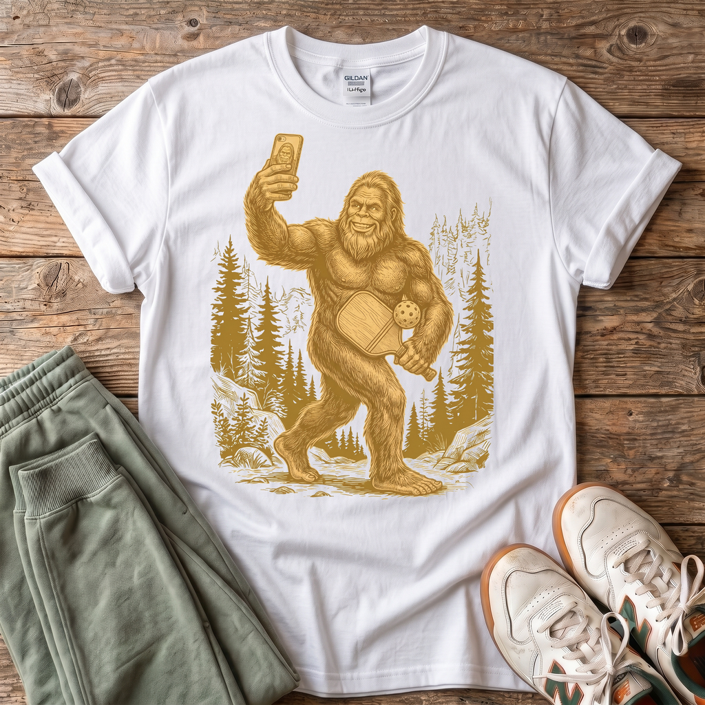Funny Bigfoot Pickleball T-Shirt