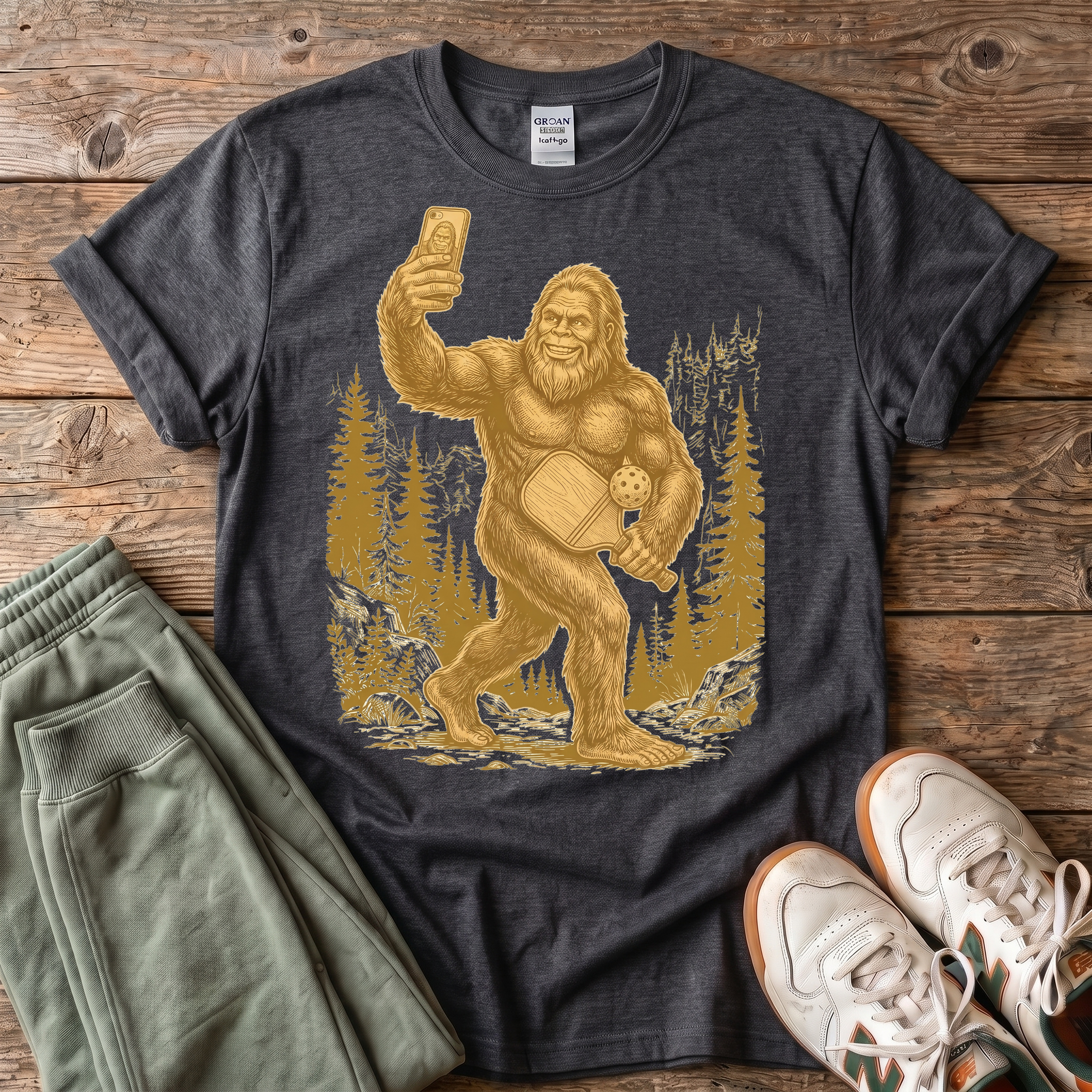 Funny Bigfoot Pickleball T-Shirt