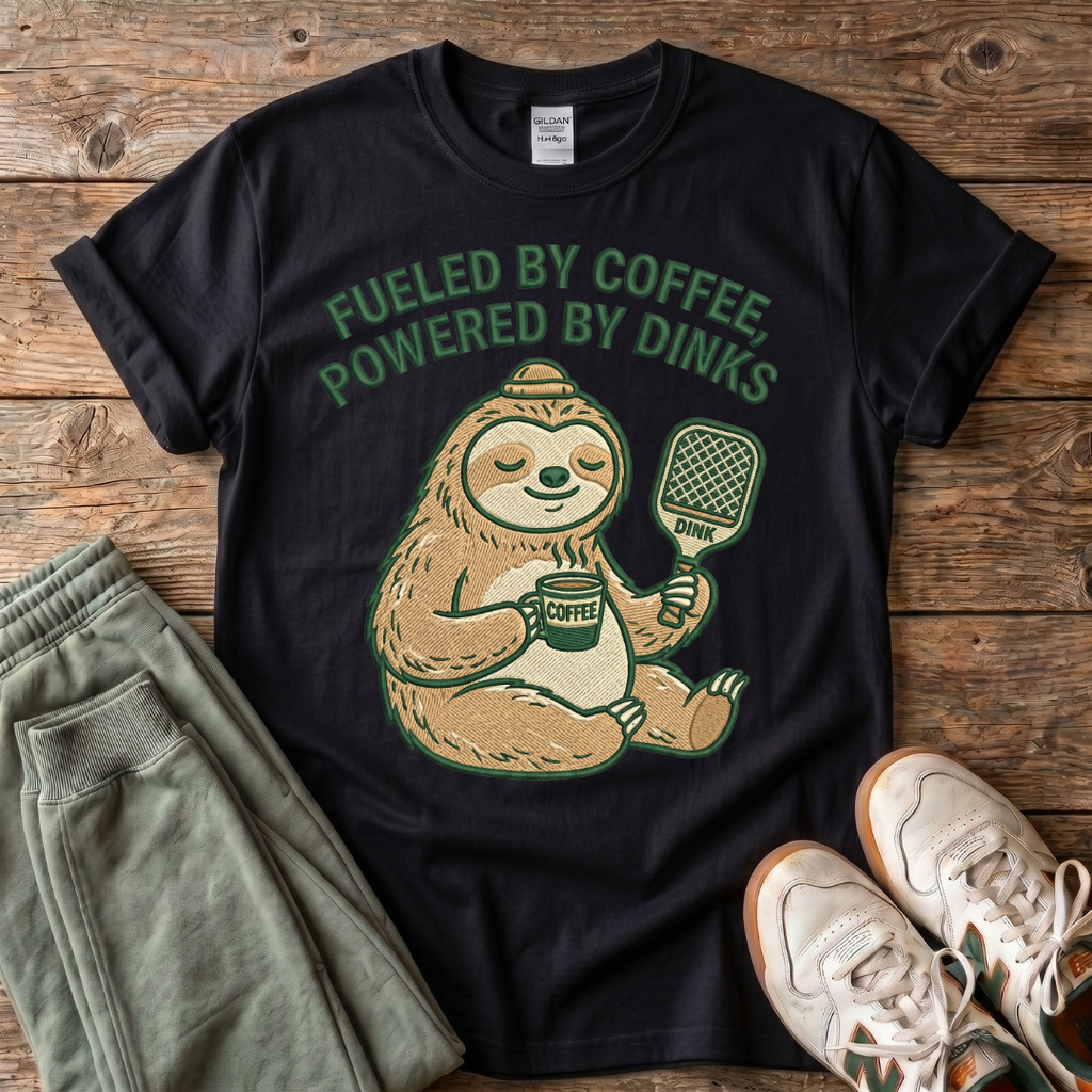 Fueled by Coffee, Powered by Dinks Sloth T-Shirt