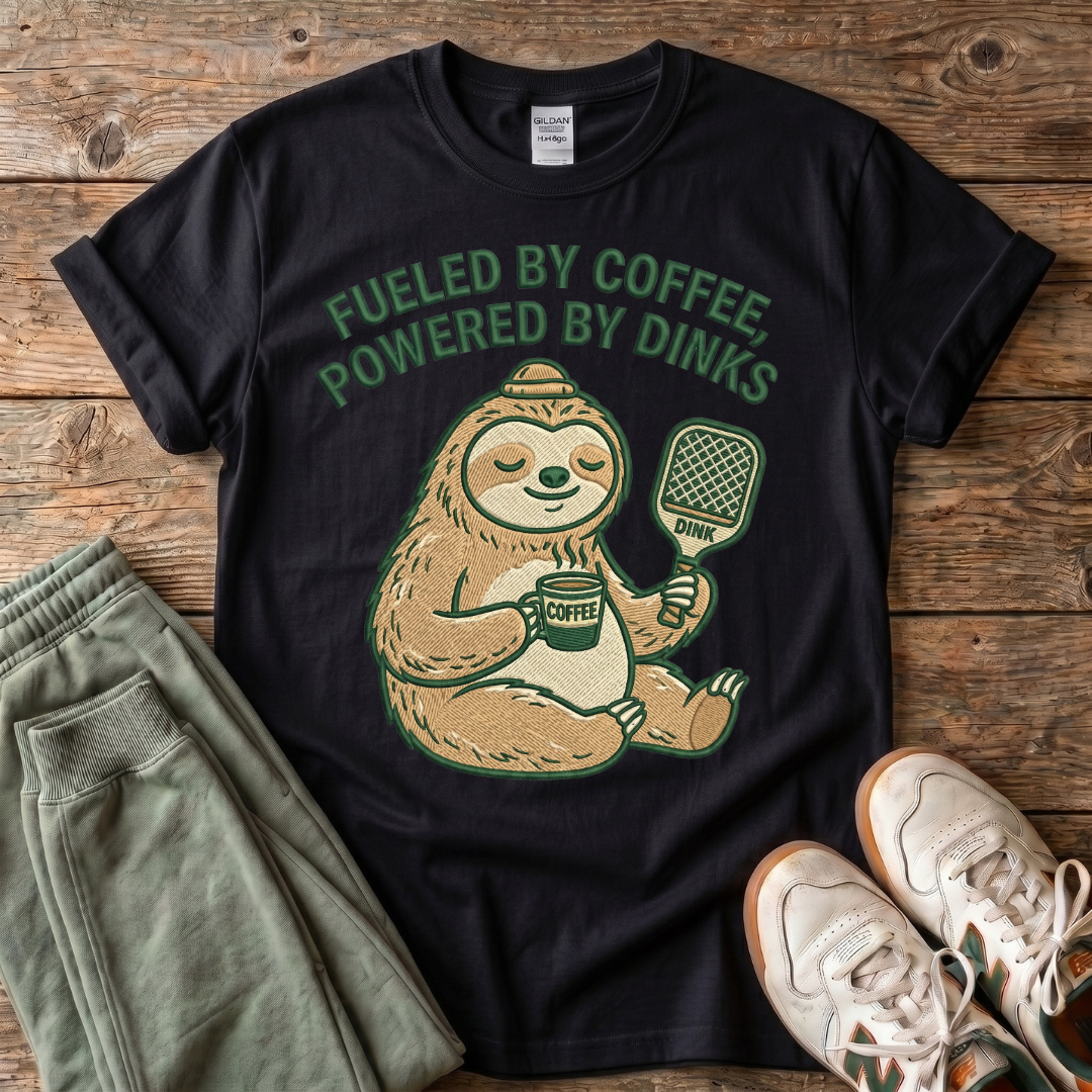 Fueled by Coffee, Powered by Dinks Sloth T-Shirt