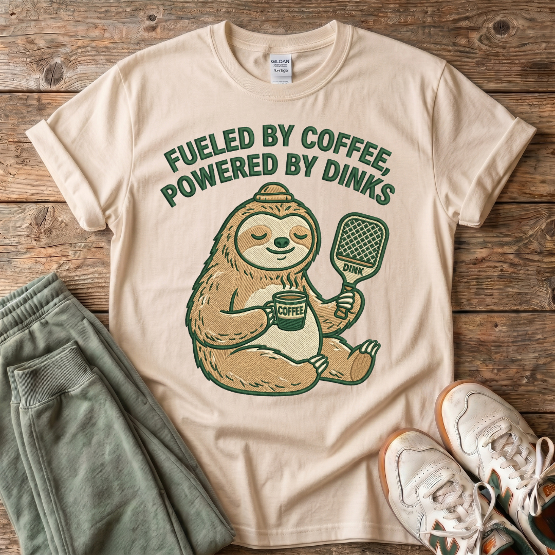 Fueled by Coffee, Powered by Dinks Sloth T-Shirt