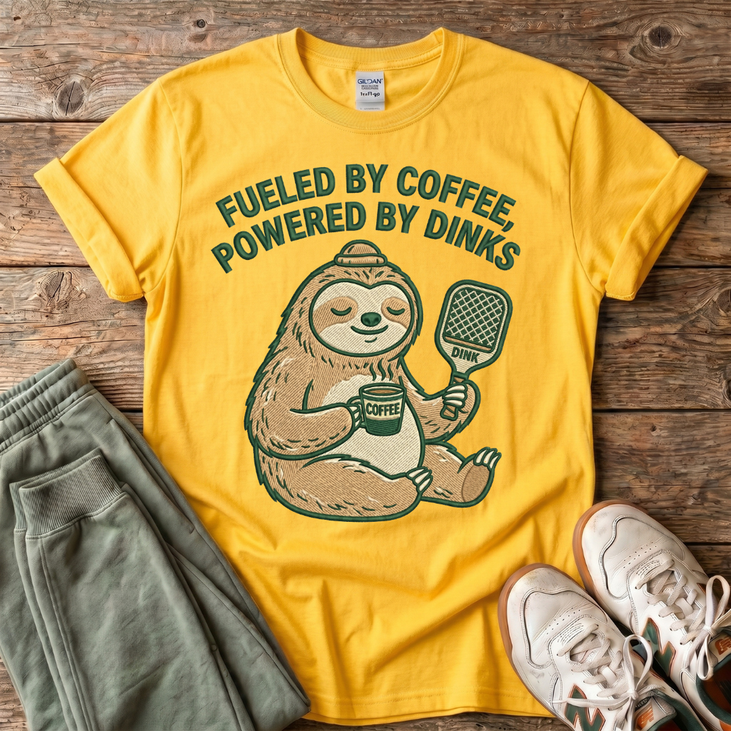 Fueled by Coffee, Powered by Dinks Sloth T-Shirt