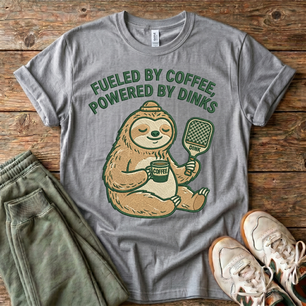 Fueled by Coffee, Powered by Dinks Sloth T-Shirt