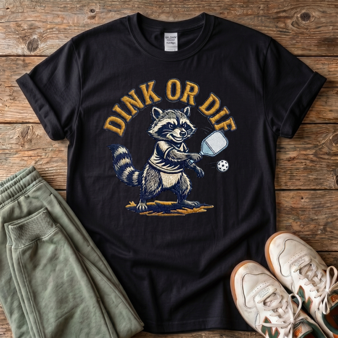 Dink or Die Raccoon Pickleball T-Shirt
