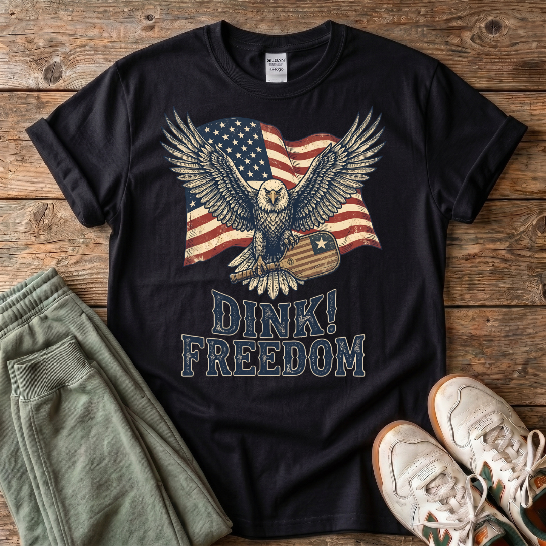 Eagle & American Flag Pickleball T-Shirt