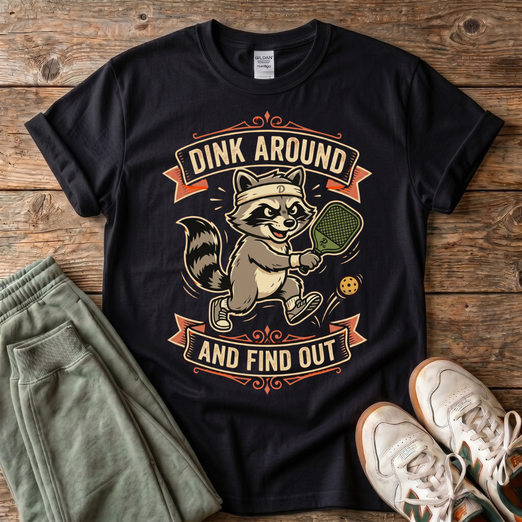 Dink Around Raccoon Pickleball T-Shirt