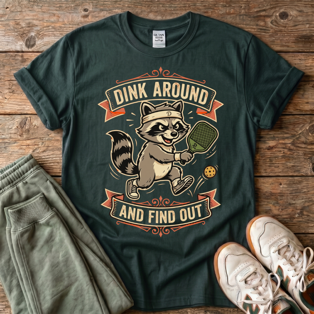 Dink Around Raccoon Pickleball T-Shirt