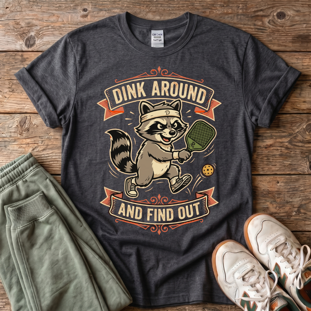 Dink Around Raccoon Pickleball T-Shirt