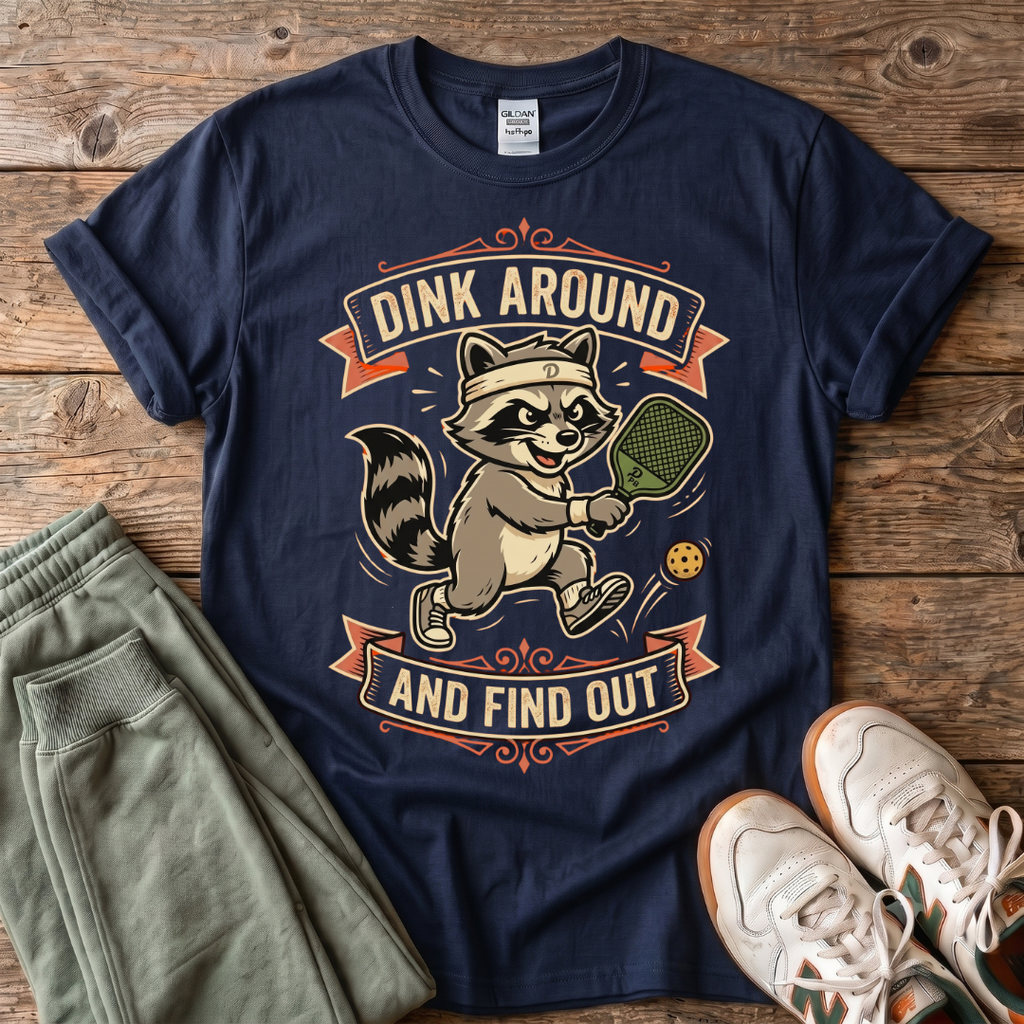 Dink Around Raccoon Pickleball T-Shirt