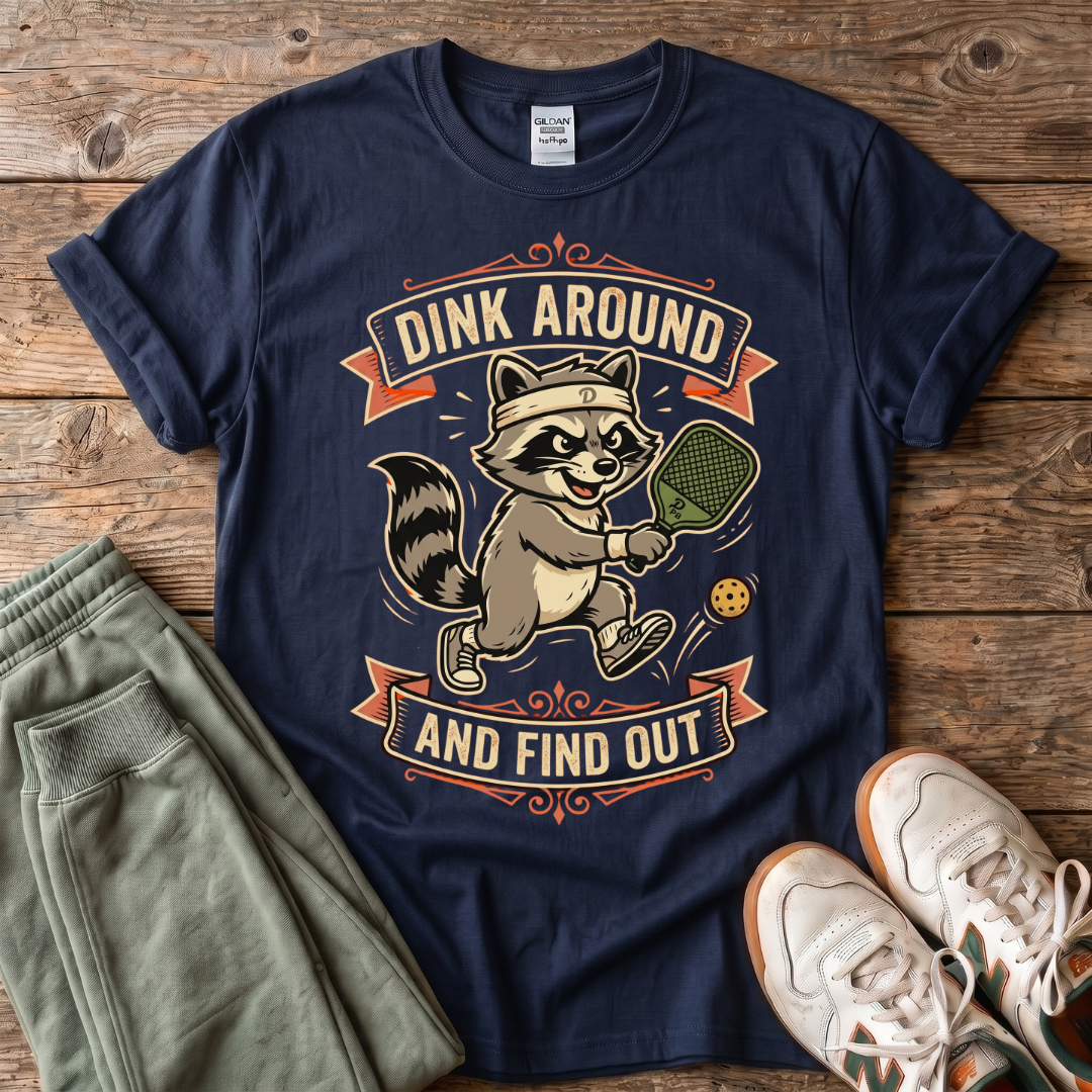 Dink Around Raccoon Pickleball T-Shirt