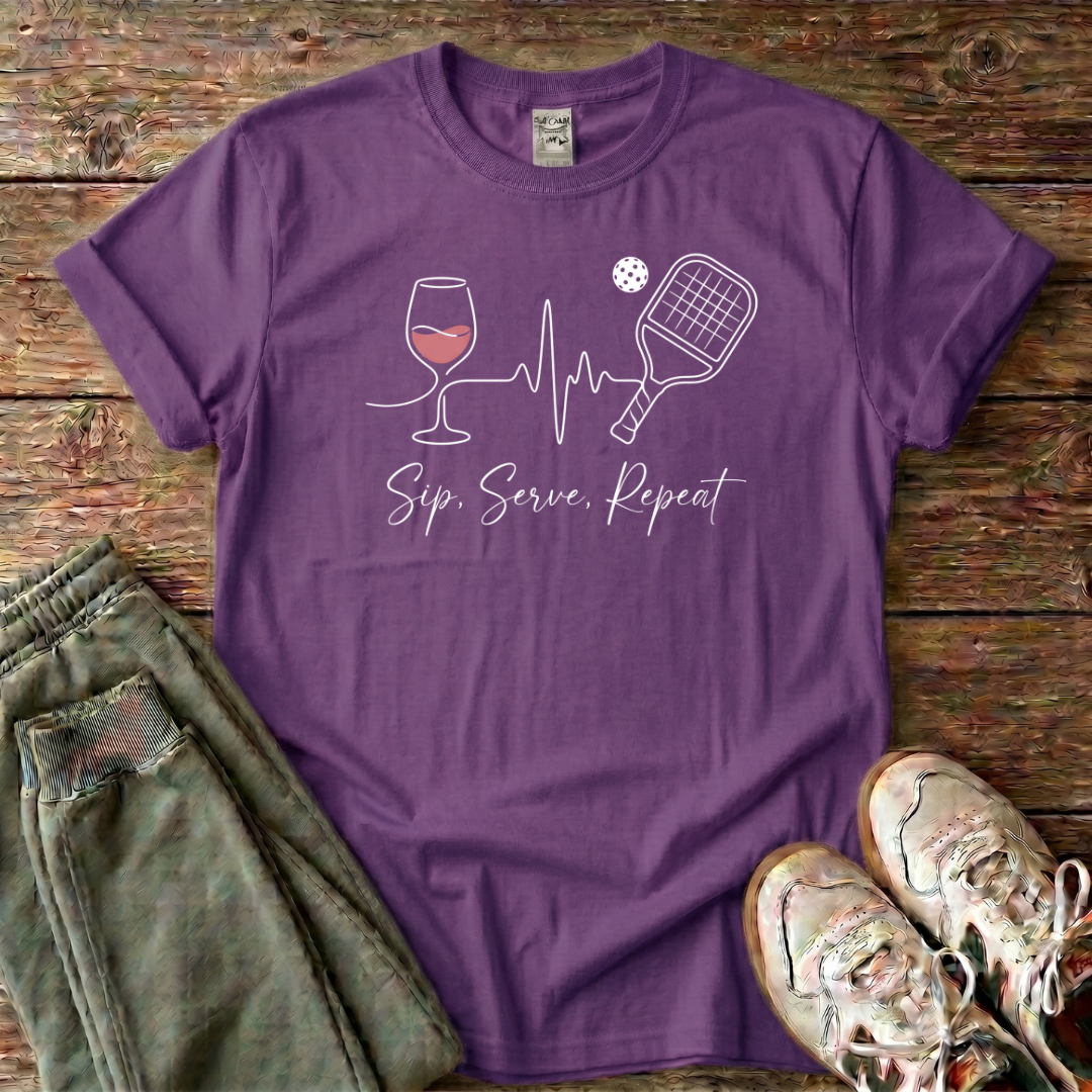 Sip, Serve, Repeat Pickleball T-Shirt